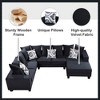 YOOCOZZ U-Shaped Upholstered Sectional Sofa with Chaise Lounge and Unique Pillows - Black - 3 of 4
