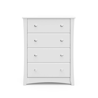 White Vertical 4-Drawer Nursery Dresser with Metal Knobs