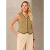 INSPIRE CHIC Women's Tweed Sleeveless Button Down V Neck Casual Business Blazer Vest - 3 of 4