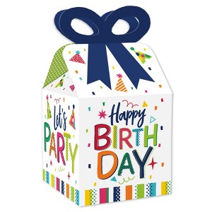 Big Dot of Happiness Cheerful Happy Birthday - Square Favor Gift Boxes - Colorful Birthday Party Bow Boxes - Set of 12 - 1 of 4