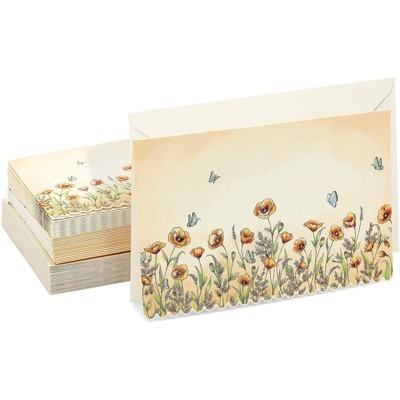 Pipilo Press 36 Pack Butterfly Note Cards with Envelopes, Watercolor Design (4 x 6 In)