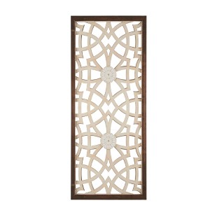 Madison Park 15.75"x37.75" Damask Carved Wall Sign Panel Wood Cream/Brown: Abstract Art, MDF - 1 of 4