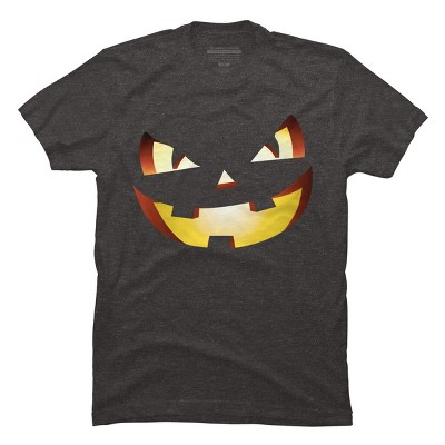 Men's Design By Humans Halloween Pumpkin Evil Smiley Face By artdim T-Shirt