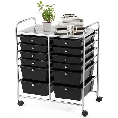 Tangkula 12-drawers Rolling Storage Cart With Organizer Top : Target