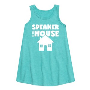 Girls' - Instant Message - Speaker Of The House Graphic Sleeveless Aline Dress - 1 of 4