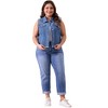 Agnes Orinda Women's Plus Size Distressed Denim Vest with Embroidered Pearls - 3 of 4
