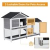 58'' Bunny Hutch Indoor with 3 Leak-Proof Trays, Wooden Waterproof Roof Rabbit Hutch Indoor/Outdoor, 2-Tier Bunny House/Chicken Coop - 4 of 4