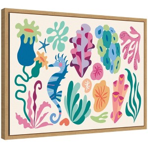 Kate & Laurel All Things Decor 18"x24" Sylvie Fun Colorful Coral Reef Framed Canvas by Rachel Lee Natural - 1 of 4