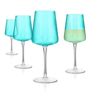 Artland Soho Optic Goblet, Set of 4 - Light Turquoise - 1 of 4