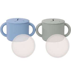 WeeSprout Snack Containers, Food Grade Silicone Cups, Spill-Proof Tops for Toddlers & Babies, Set of 2 Snack Catchers - 1 of 4