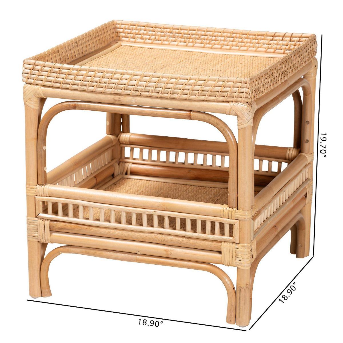 bali & pari Lombok Natural Rattan End Table Natural: Bohemian Style, Handcrafted, No Assembly Required - thumbnail 8