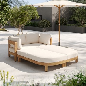 Scott Living Donovan Outdoor Acacia Wood Daybed with Cushion - 1 of 4