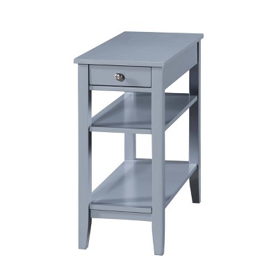 American Heritage 1 Drawer Chairside End Table with Shelves Gray - Breighton Home