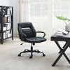 GlasFlength Task and Office Chairs Modern Faux Leather Swivel Chair with Adjustable Height Fashion Design for Home Office, Black, 26"*11"*21" - 2 of 4