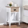 VECELO 1/2PCS 2-tier Nightstand Modern Side End Tables with Drawer & Open Shelf for Living Room, Bedroom - 4 of 4