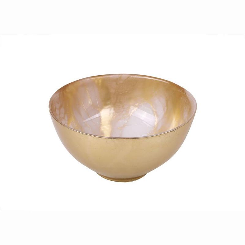 Classic Touch 6"D Gold and White Marble Bowl, 1 of 4