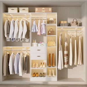 Aheaplus 96'' W Closet Organizer with 13 Shelves, DIY Closet System with Drawers and Hanging Rods - 1 of 4