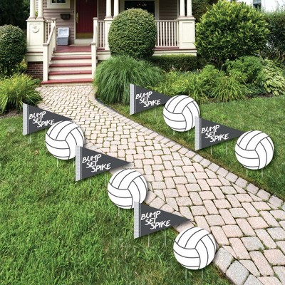 Big Dot of Happiness Bump, Set, Spike - Volleyball Lawn Decorations - Outdoor Baby Shower or Birthday Party Yard Decorations - 10 Piece