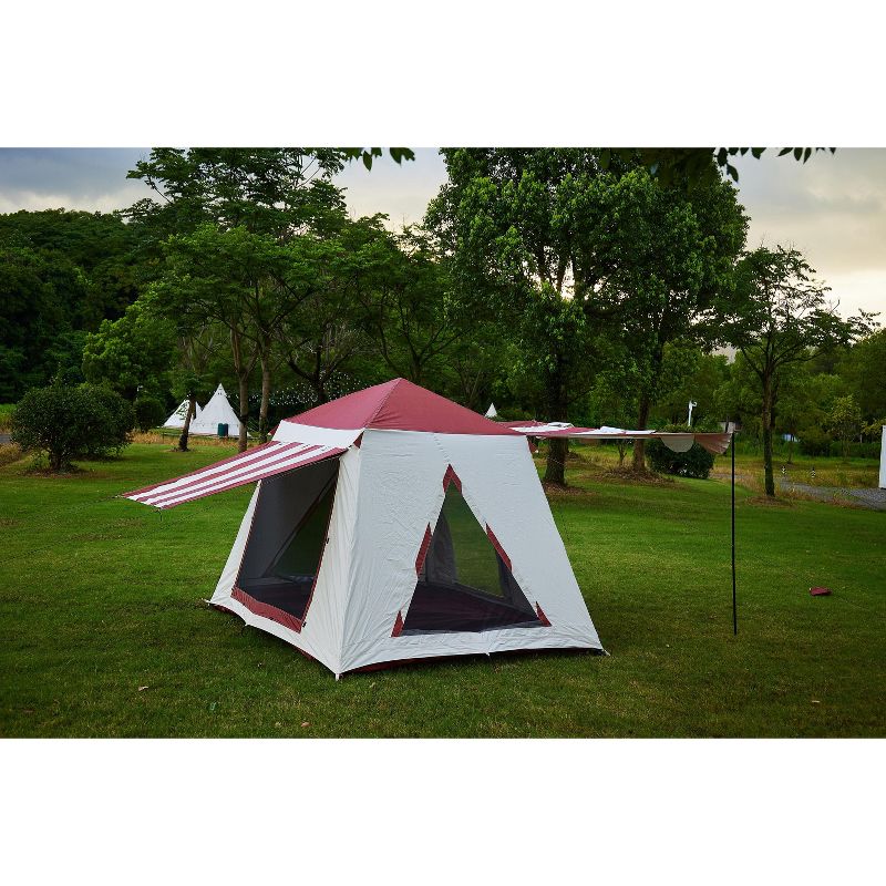EchoSmile 5-Person Black and Orange Pop Up Camping Tent, 2 of 17