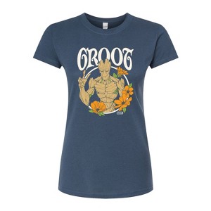 Women's - Marvel - Guardians of the Galaxy Groot Peace Flowers Fitted Graphic T-Shirt - 1 of 3