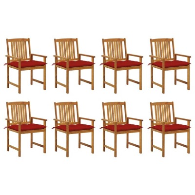 vidaXL Solid Acacia Wood Patio Chairs with Cushions, Set of 2, Outdoor Garden Furniture, Durable and Stable