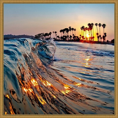 16" x 16" Wave 1 by John Baran Framed Canvas Wall Art - Amanti Art