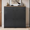 Slim Tipping Bucket Shoe Cabinet Set with 4 Flip Drawers, Wood Grain Pattern Top Shoe Storage Solution with Adjustable Panel - Leovsnove - 2 of 4
