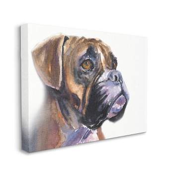 Stupell Industries Cute Boxer Dog Pet Portrait Minimal Brown Gallery Wrapped Canvas Wall Art, 16 x 20