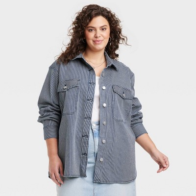 Women's Oversized Denim Trucker Jacket - Wild Fable™ Black Wash 3x : Target