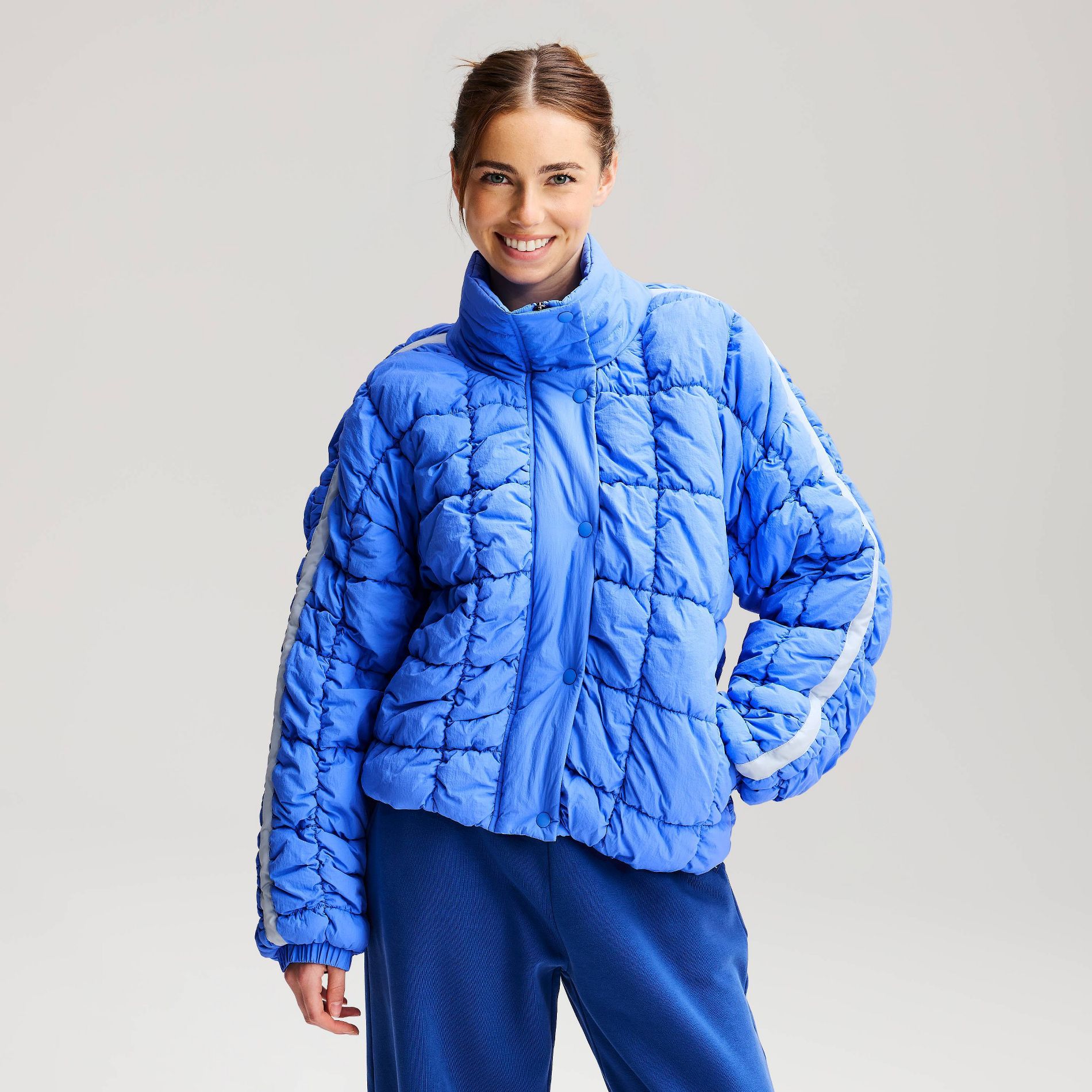 Women's Slouchy Quilted Jacket - JoyLab™ Blue S