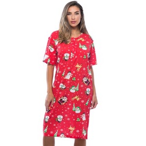 Just Love Womens Nightgown - Short Sleeve Henley Oversized Sleepwear Gown - 1 of 3