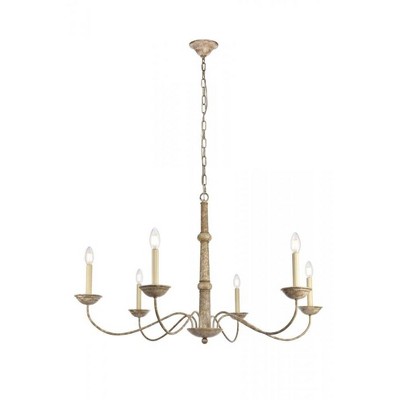 Elegant Lighting Merritt Collection Chandelier D39.8 H24 Lt:6 Weathered Dove Finish