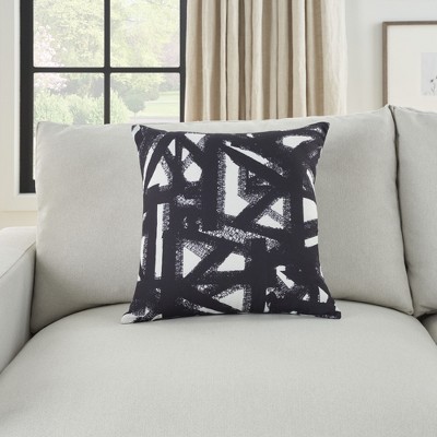 Waverly Brushwork Black and White 18" Square Throw Pillow