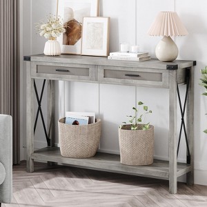 coucheta Console Table, 2-Tier Entryway Table with 2 Drawers, Hallway Table, Narrow Sofa Table with Shelves, Entrance Table for Entryway, Living Room - 1 of 4