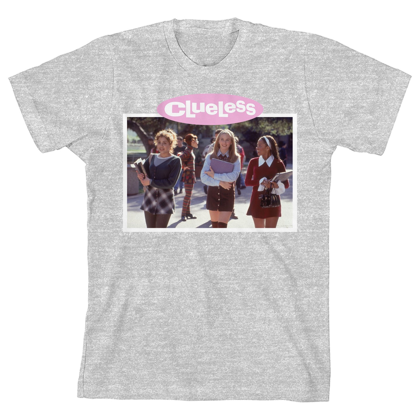 Футболка Clueless Characters With Books Photo Crew Neck Short Sleeve Athletic Heather T-shirt для девочек — фото 1