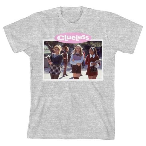 Clueless Characters With Books Photo Crew Neck Short Sleeve Athletic Heather Girl's T-shirt - image 1 of 2