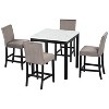 Whisen 5-piece Counter Height Dining Table Set with Faux Marble Top Dining Table and Velvet-Upholstered Chairs - 3 of 4