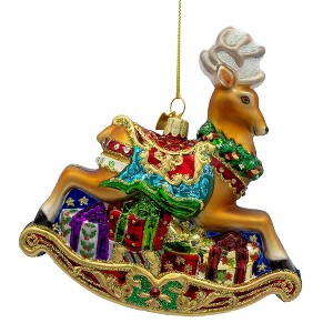 Kurt Adler 5.5-Inch Bellissimo Glass Rocking Deer Ornament - 1 of 4