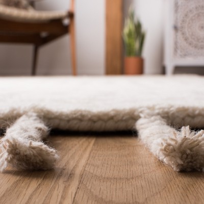 Ivory Beige Hand-Tufted Wool 4' x 6' Reversible Area Rug