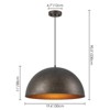 Rennnsan Viondra 19"W 1-Light Dome Distressed Metal Vintage Dimmable Oversize Pendant - 3 of 4