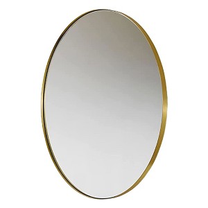 ANDY STAR T03-S10-O2028G Modern Decorative 20 x 28 Inch Oval Wall Mounted Hanging Bathroom Vanity Mirror with Stainless Steel Metal Frame, Gold - 1 of 4