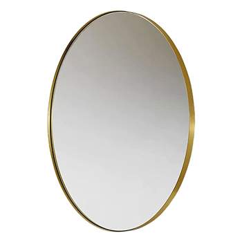 ANDY STAR T03-S10-O2028G Modern Decorative 20 x 28 Inch Oval Wall Mounted Hanging Bathroom Vanity Mirror with Stainless Steel Metal Frame, Gold