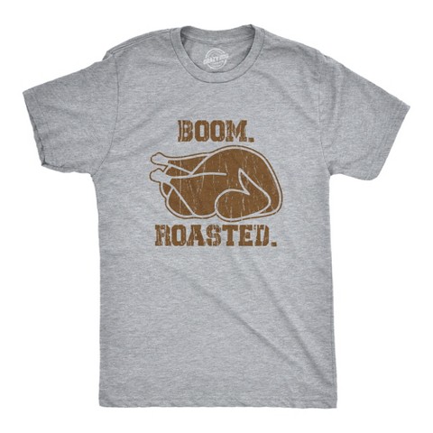 Мужские футболки Crazy Dog T-Shirts, Inc. Mens Funny T Shirts Boom Roasted Sarcastic Thanksgiving Dinner Turkey Graphic Tee for Men - Crazy Dog Men's T Shirt for Thanksgiving Light Grey M