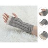Unique Bargains Pair Women's Winter Lace Trim Fingerless Thumbhole Stretchy Knitted Gloves - 2 of 4