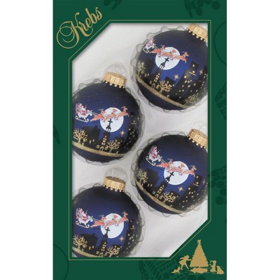 Christmas by Krebs 4ct Navy Blue and Gold Matte Christmas Ball Ornaments 2.5" (67mm)