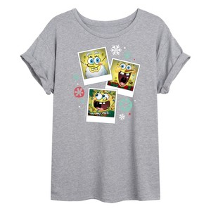 Women's - SpongeBob SquarePants - Christmas Sb Photo Collage Oversized Graphic T-Shirt - 1 of 4
