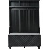 47-Inch Wide Entryway Bench, 4-in-1 Hall Tree with Storage, 4 Hooks & Cushion, Space-Saving Shoe Organizer for Mudroom, Black - 3 of 4