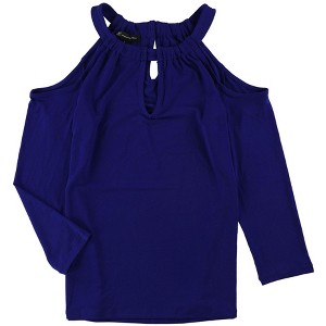 I.N.C International Concepts Womens Cold Shoulder Knit Blouse, Blue, X-Small - 1 of 1