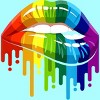 Adult Design By Humans Rainbow Pride Lip Melt By COVI Racerback Tank Top - 2 of 2