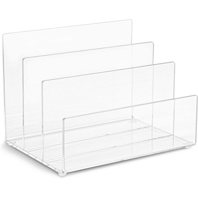 Juvale Clear Acrylic File Folder Holder Rack , Office File Organizer for Document Paper, Letter Book and Envelope 9"x 6.8"